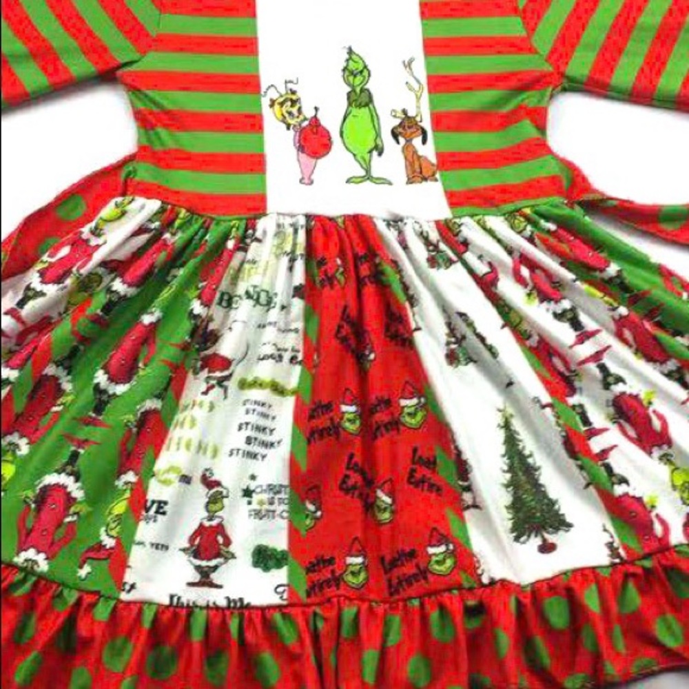Boutique Grinch Whoville Christmas Dress 0/3 M - Picture 2 of 2